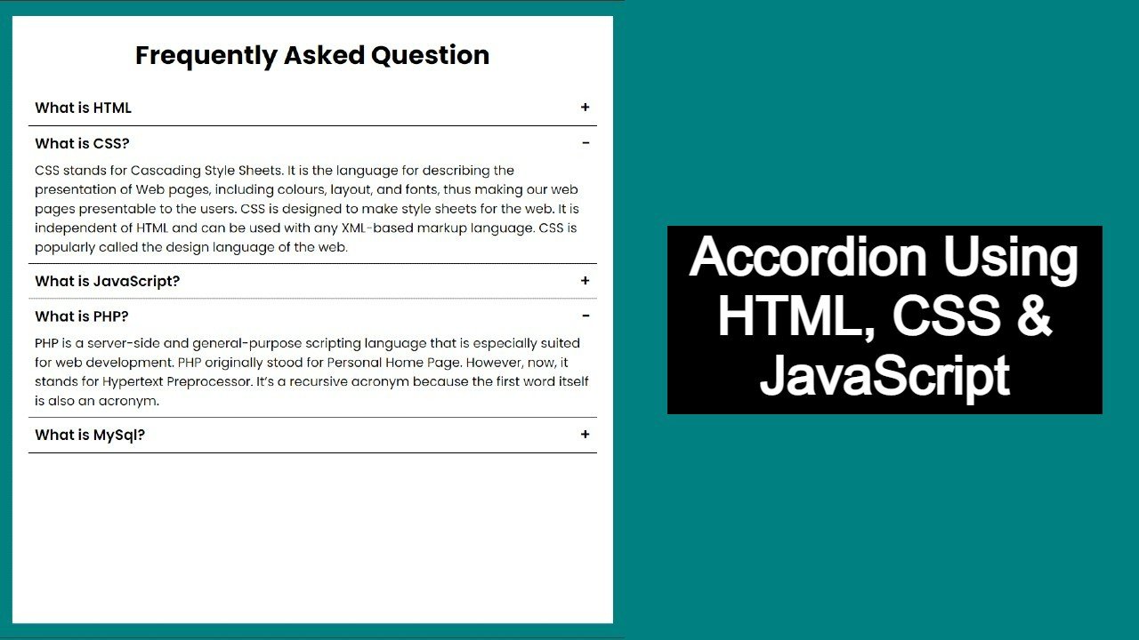 accordion using html, css and javascript